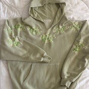 Free People We the Free Embroidered Cotton Blend Hoodie